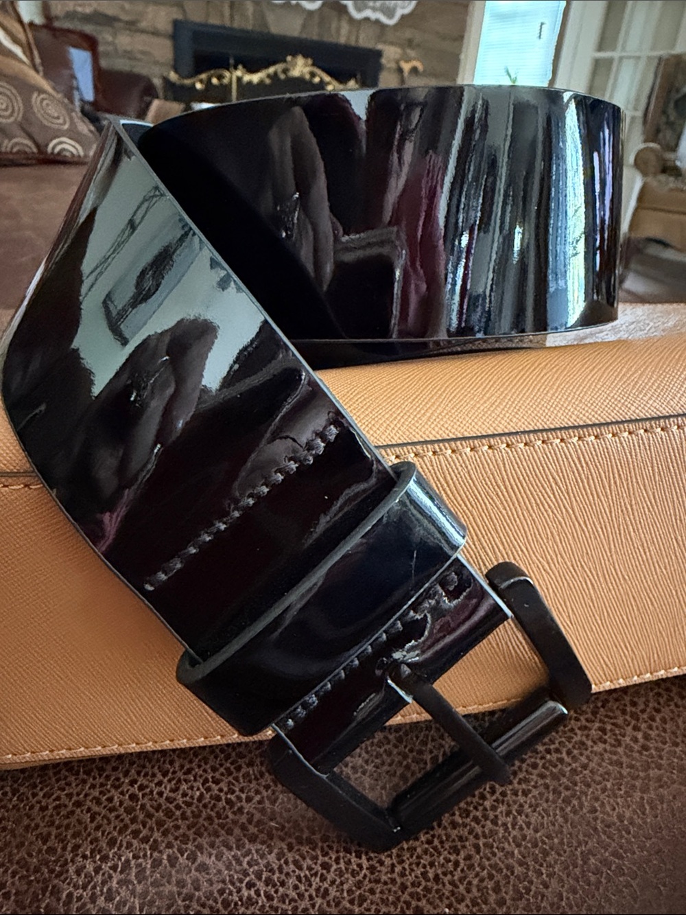 Michael Kors Black Patent Leather Men's Belt - new